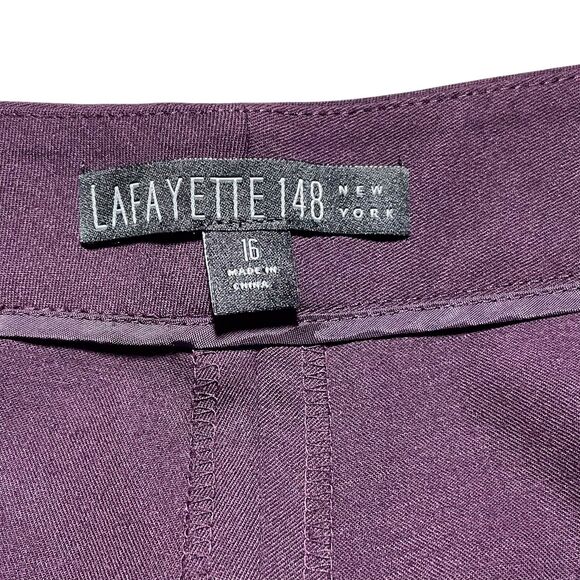 LAFAYETTE 148 Women Mensware Wool Dress Pant Size 16 Straight Leg Red Purple EUC - Picture 4 of 16
